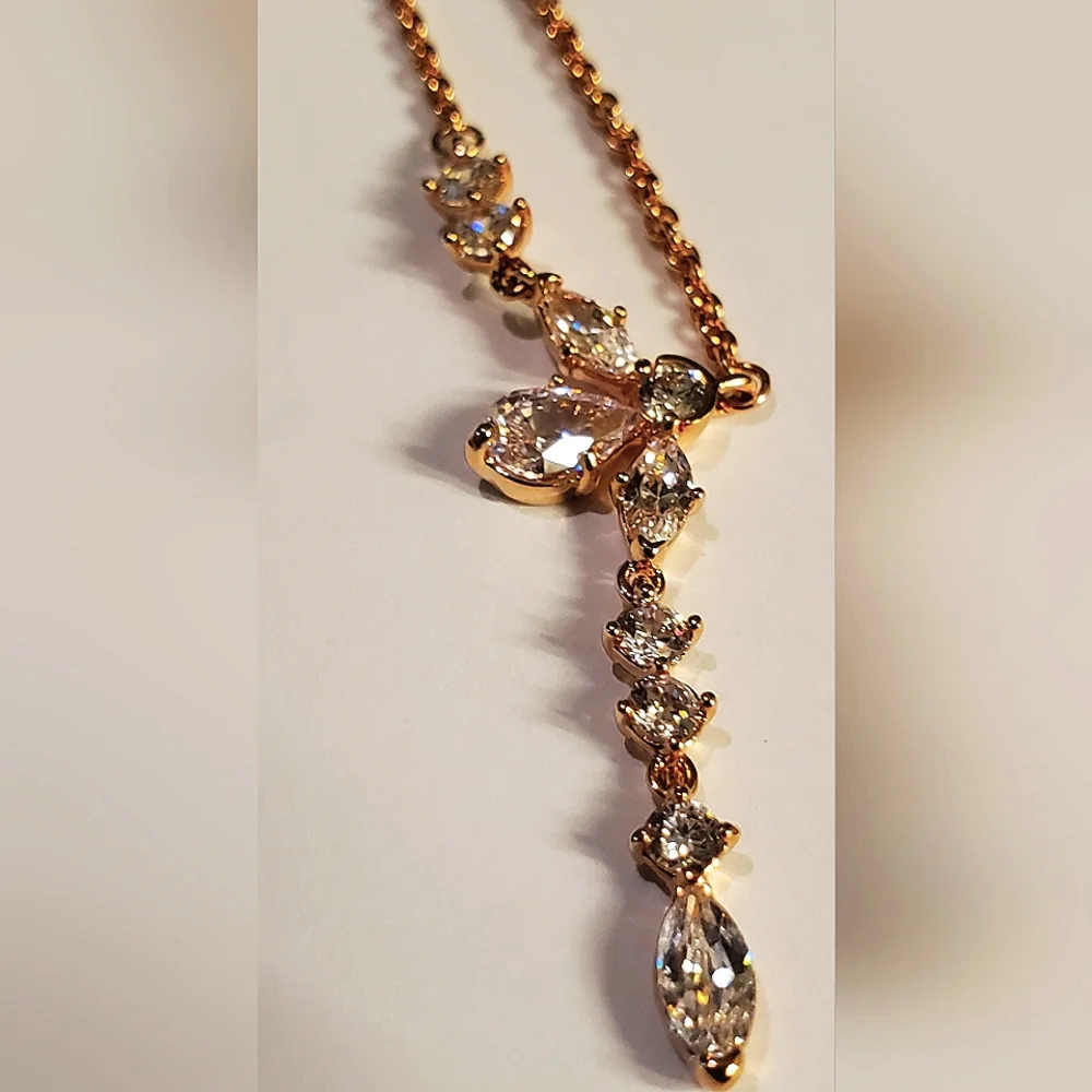 Authentic NEW Pandora Herbarium Cluster Drop Collier Necklace 14K RGP CZ